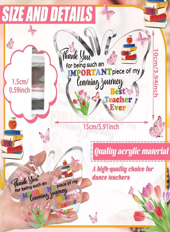 Perthlin Christmas Teacher Appreciation Gifts for Women Acrylic Thank You Gift from Student for Office Desk Decor Paperweight Keepsake(Bright Butterfly) - Image 3